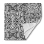 Black And White Zentangle Pattern Print Silk Bandana