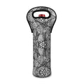 Black And White Zentangle Pattern Print Single Neoprene Wine Tote