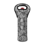 Black And White Zentangle Pattern Print Single Neoprene Wine Tote