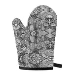 Black And White Zentangle Pattern Print Single Oven Mitt