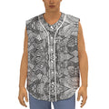 Black And White Zentangle Pattern Print Sleeveless Baseball Jersey