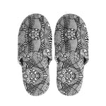 Black And White Zentangle Pattern Print Slippers