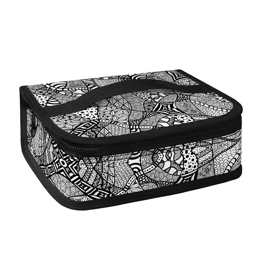 Black And White Zentangle Pattern Print Small Lunch Bag