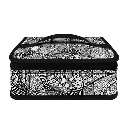 Black And White Zentangle Pattern Print Small Lunch Bag