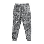 Black And White Zentangle Pattern Print Sweatpants