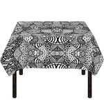 Black And White Zentangle Pattern Print Tablecloth