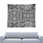 Black And White Zentangle Pattern Print Tapestry