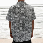 Black And White Zentangle Pattern Print Textured Short Sleeve Shirt