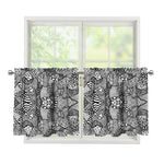 Black And White Zentangle Pattern Print Tier Curtains