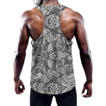 Black And White Zentangle Pattern Print Training Tank Top