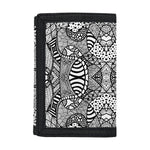 Black And White Zentangle Pattern Print Trifold Wallet