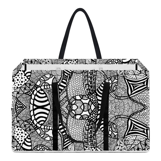 Black And White Zentangle Pattern Print Utility Tote Bag