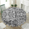 Black And White Zentangle Pattern Print Waterproof Round Tablecloth