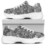Black And White Zentangle Pattern Print White Chunky Shoes
