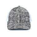 Black And White Zentangle Pattern Print White Mesh Trucker Hat