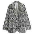 Black And White Zentangle Pattern Print Women's Blazer