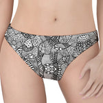 Black And White Zentangle Pattern Print Women's Thong