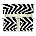 Black And White Zigzag Dazzle Print 3 Piece Kitchen Curtains
