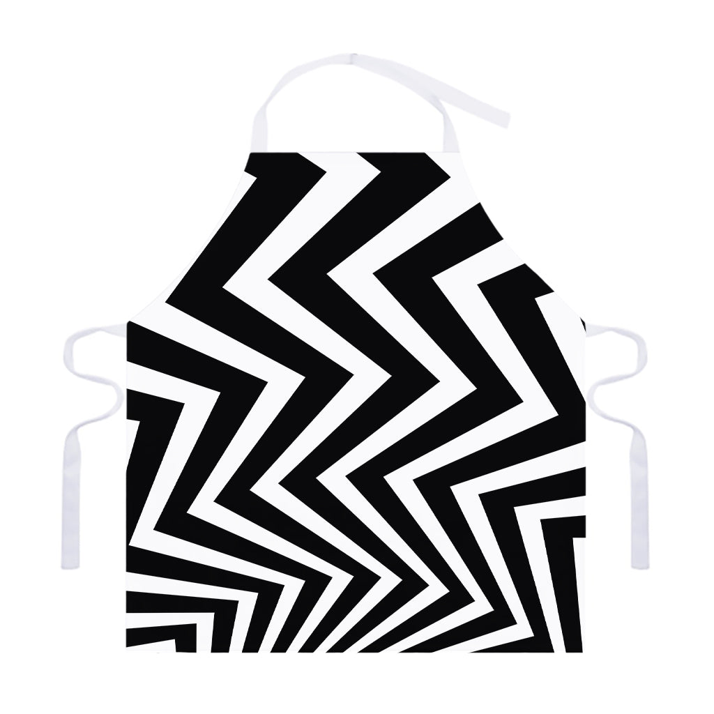 Black And White Zigzag Dazzle Print Adjustable Apron
