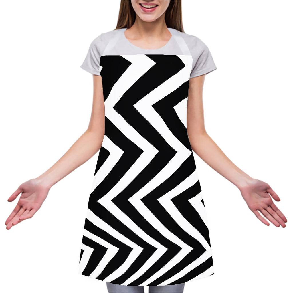 Black And White Zigzag Dazzle Print Adjustable Apron
