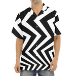 Black And White Zigzag Dazzle Print Aloha Shirt