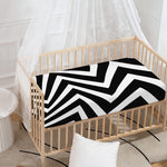 Black And White Zigzag Dazzle Print Baby Crib Sheet