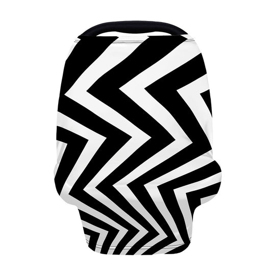 Black And White Zigzag Dazzle Print Baby Seat Cover