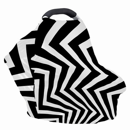 Black And White Zigzag Dazzle Print Baby Seat Cover