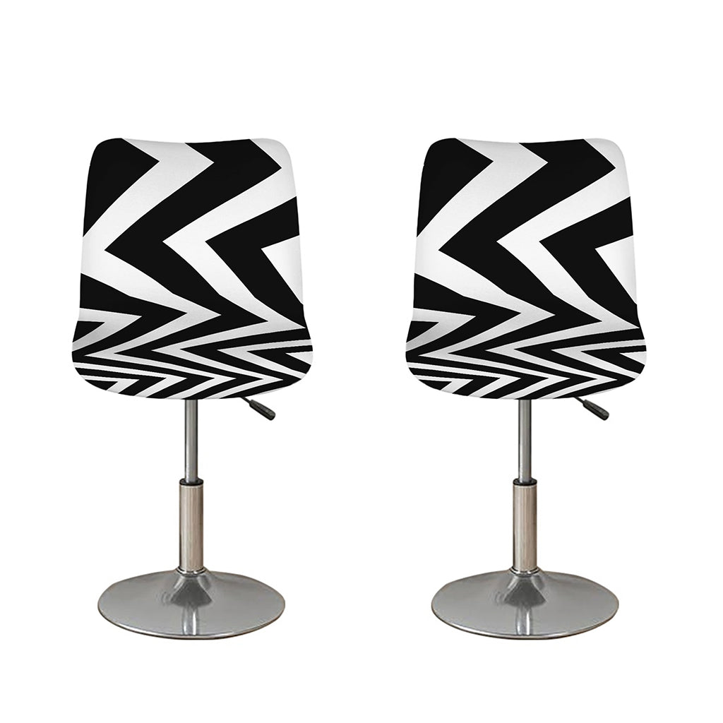 Black And White Zigzag Dazzle Print Bar Stool Covers