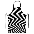 Black And White Zigzag Dazzle Print Bib Apron With Pocket