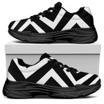 Black And White Zigzag Dazzle Print Black Chunky Shoes