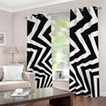 Black And White Zigzag Dazzle Print Dimout Grommet Curtains