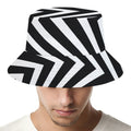 Black And White Zigzag Dazzle Print Bucket Hat