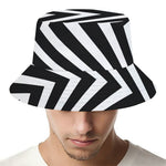 Black And White Zigzag Dazzle Print Bucket Hat