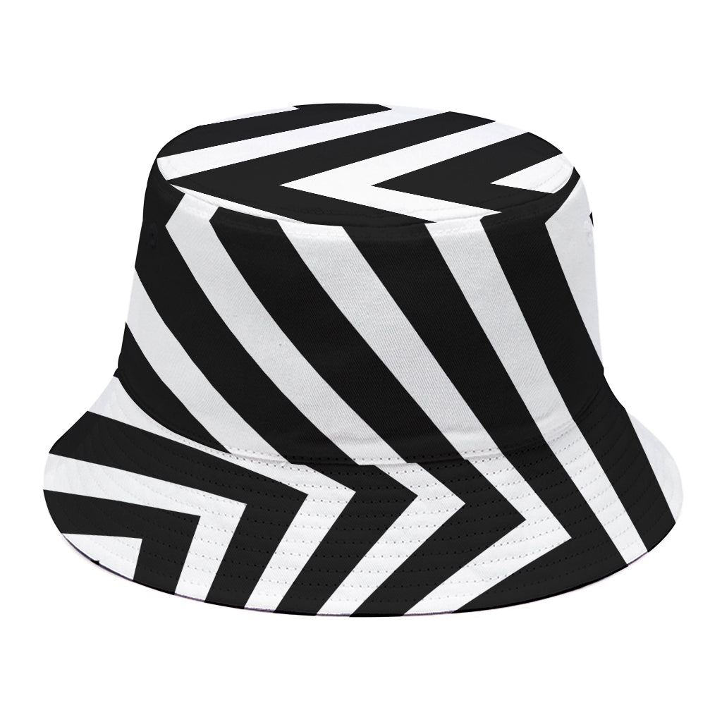 Black And White Zigzag Dazzle Print Bucket Hat