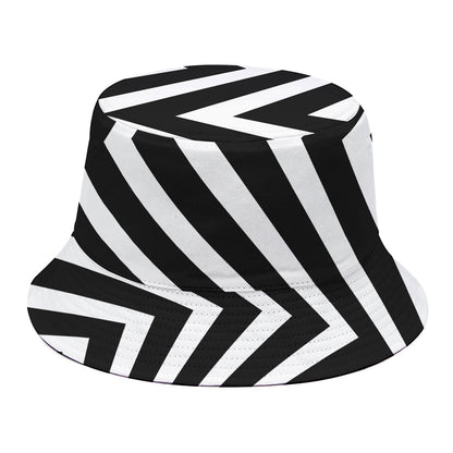 Black And White Zigzag Dazzle Print Bucket Hat