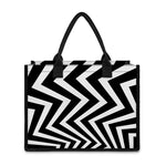Black And White Zigzag Dazzle Print Canvas Tote Bag
