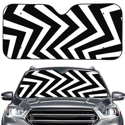 Black And White Zigzag Dazzle Print Car Windshield Sun Shade