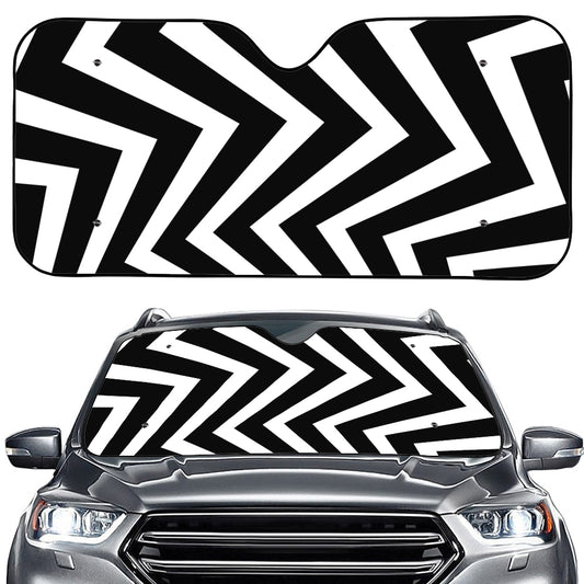 Black And White Zigzag Dazzle Print Car Windshield Sun Shade