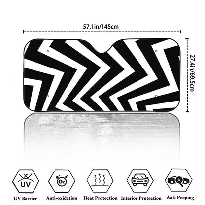 Black And White Zigzag Dazzle Print Car Windshield Sun Shade