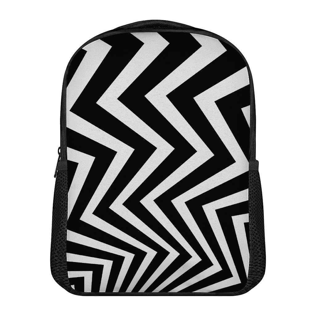Black And White Zigzag Dazzle Print Casual Backpack