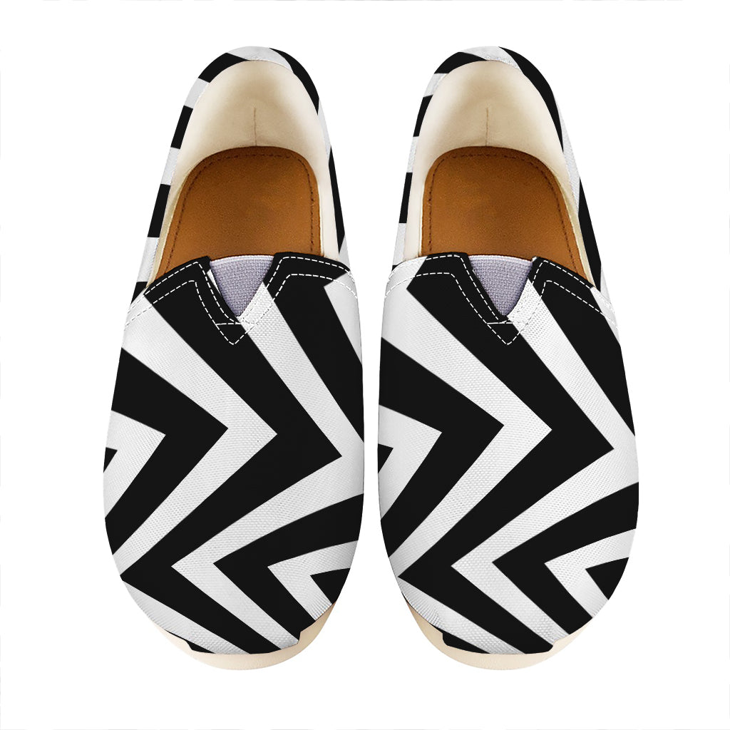 Black And White Zigzag Dazzle Print Casual Shoes
