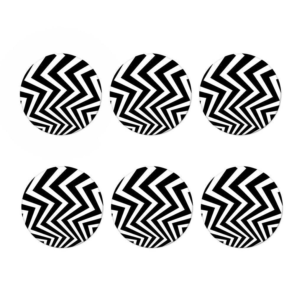 Black And White Zigzag Dazzle Print Coaster Set