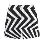 Black And White Zigzag Dazzle Print Cotton Shorts