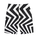 Black And White Zigzag Dazzle Print Cotton Shorts