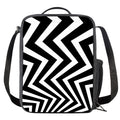 Black And White Zigzag Dazzle Print Crossbody Lunch Bag
