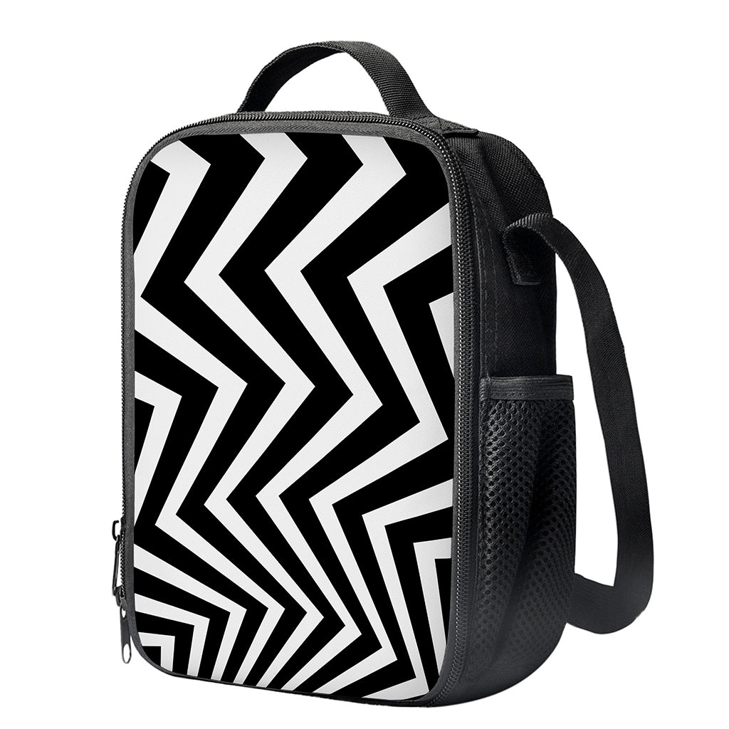 Black And White Zigzag Dazzle Print Crossbody Lunch Bag