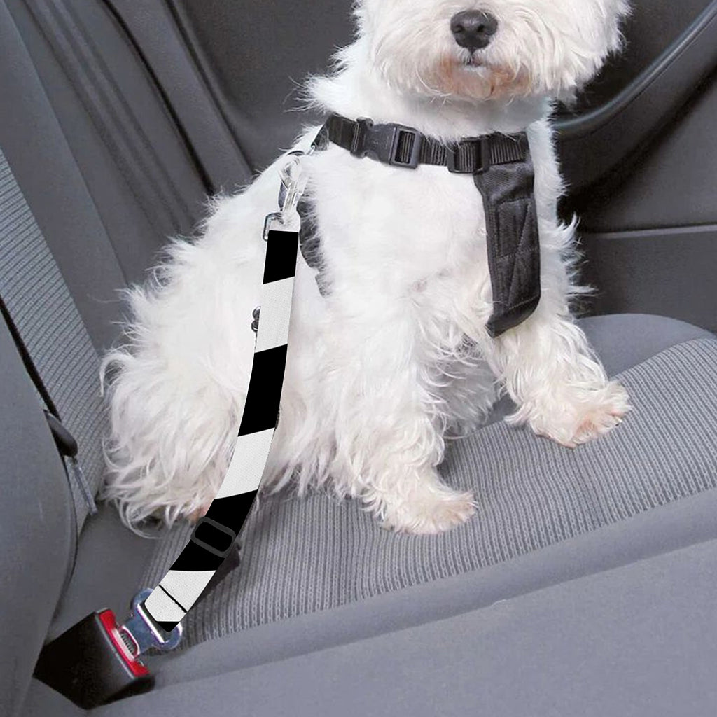 Black And White Zigzag Dazzle Print Dog Seat Belt