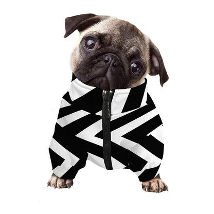 Black And White Zigzag Dazzle Print Dog Zip Up Jacket