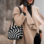 Black And White Zigzag Dazzle Print Double Strap Bible Bag